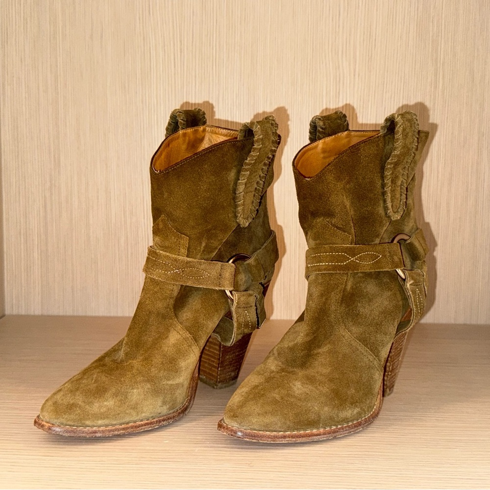 Isabel Marant Olive Suede Ankle Boots